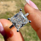 Princess Cut Pave Solitaire Engagement Ring