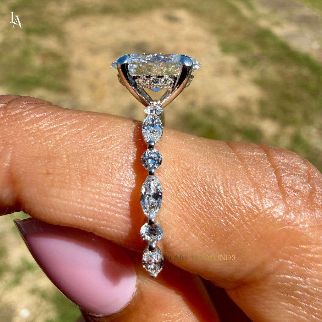 Oval Cut Hidden Halo Engagement Ring