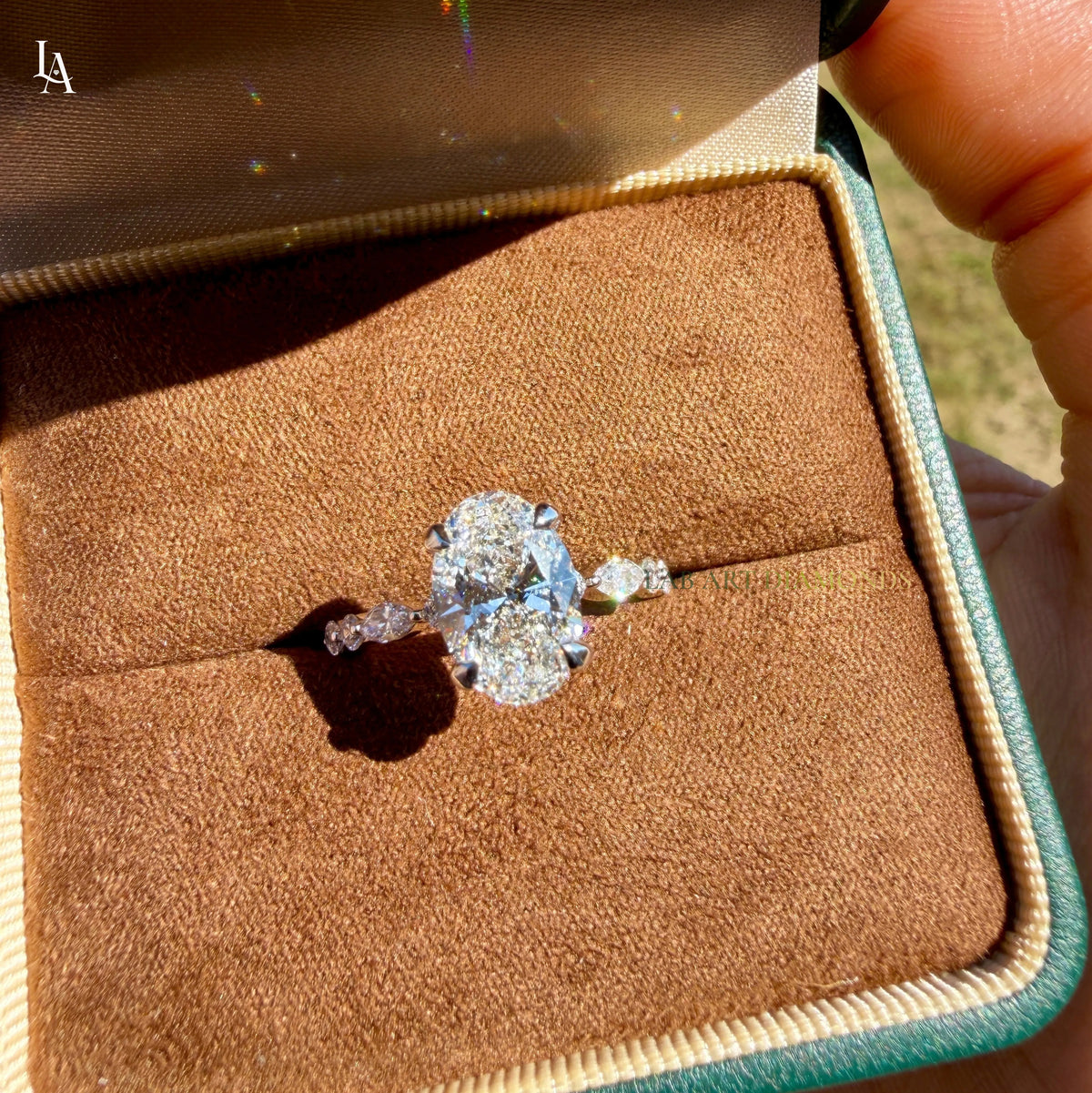 Oval Cut Hidden Halo Engagement Ring