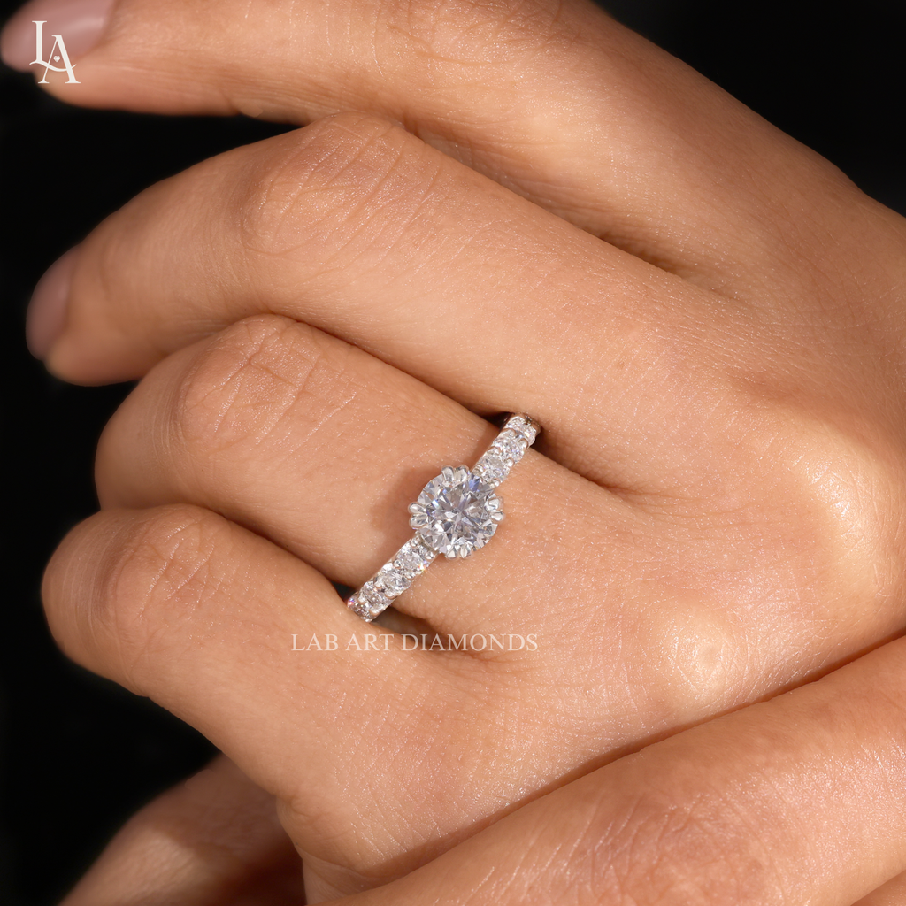 Round Cut Twisted Vine Engagement Ring