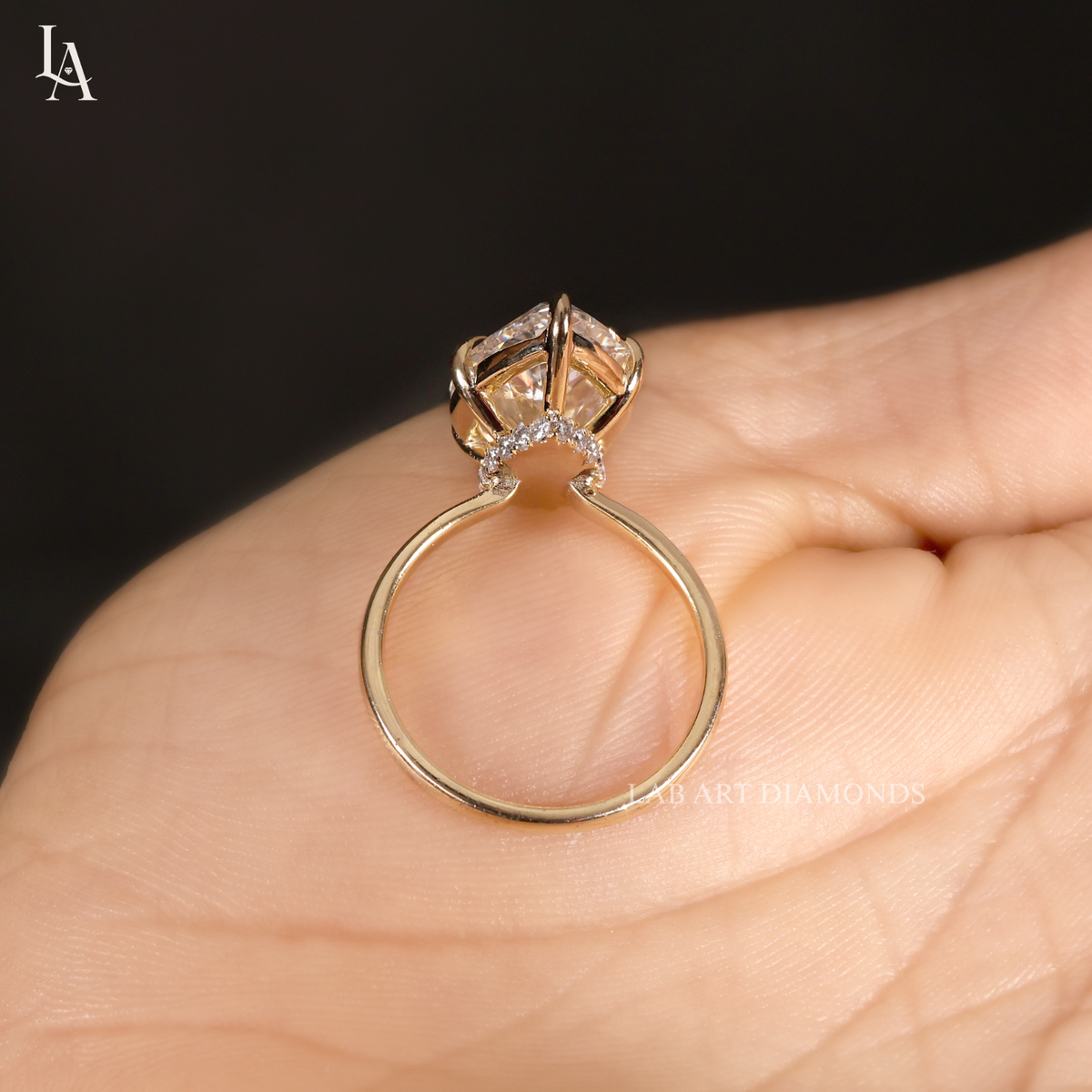 Pear Cut Hidden Halo Solitaire Engagement Ring