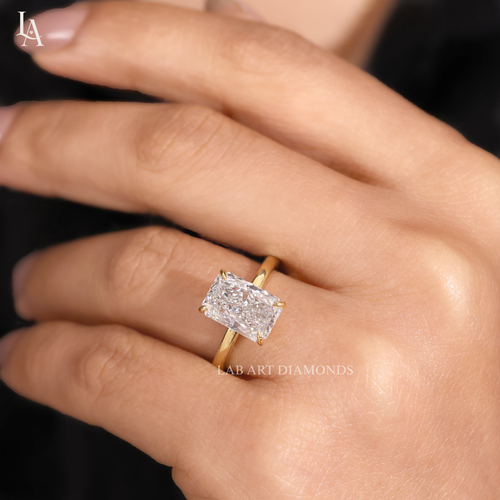 Elongated Radiant Cut Solitaire Engagement Ring
