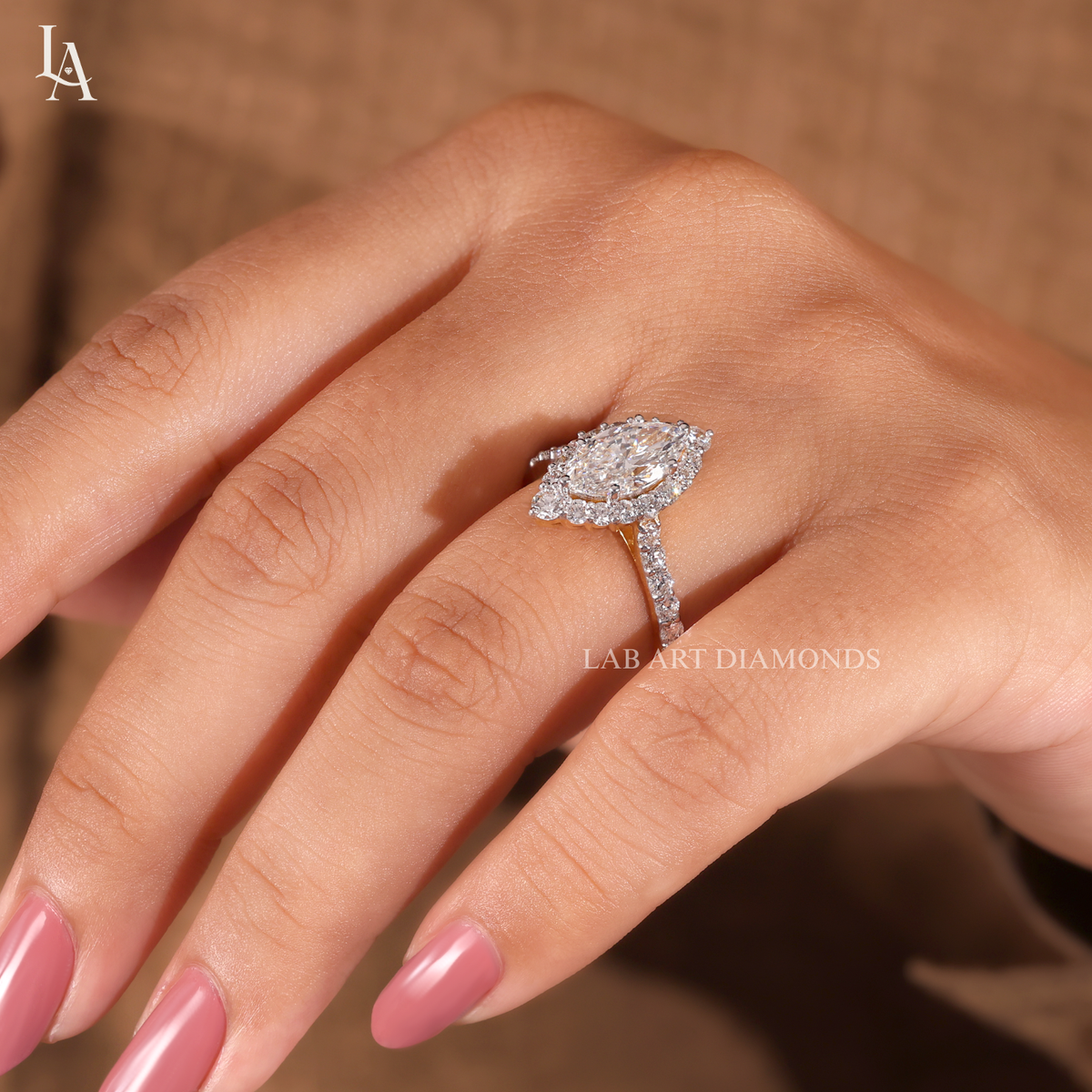 Marquise Cut Halo Engagement Ring