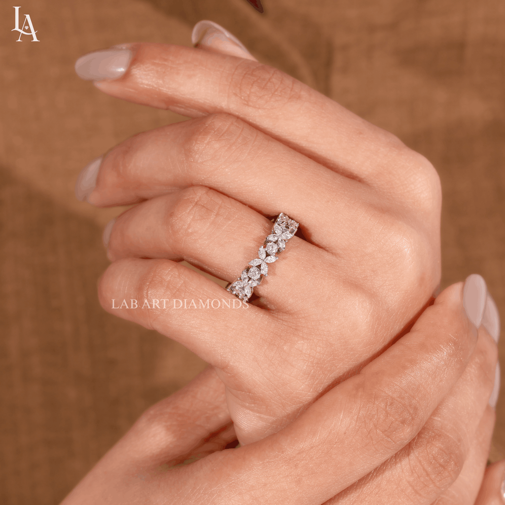 Marquise-Cut  Flower Eternity Band