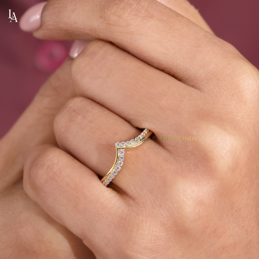 Double Wishbone Two Row Chevron Stacking Ring
