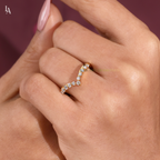 Chevron V Shaped Contour Ring