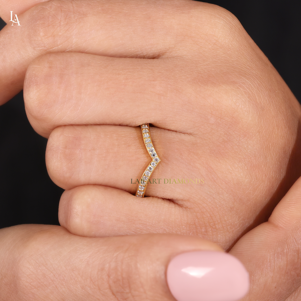 Curved Wishbone V shape Stacking Ring