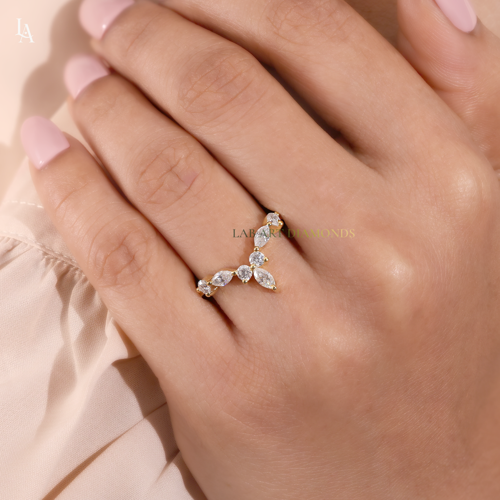 Marquise Cut Tiara Curved Contour Ring