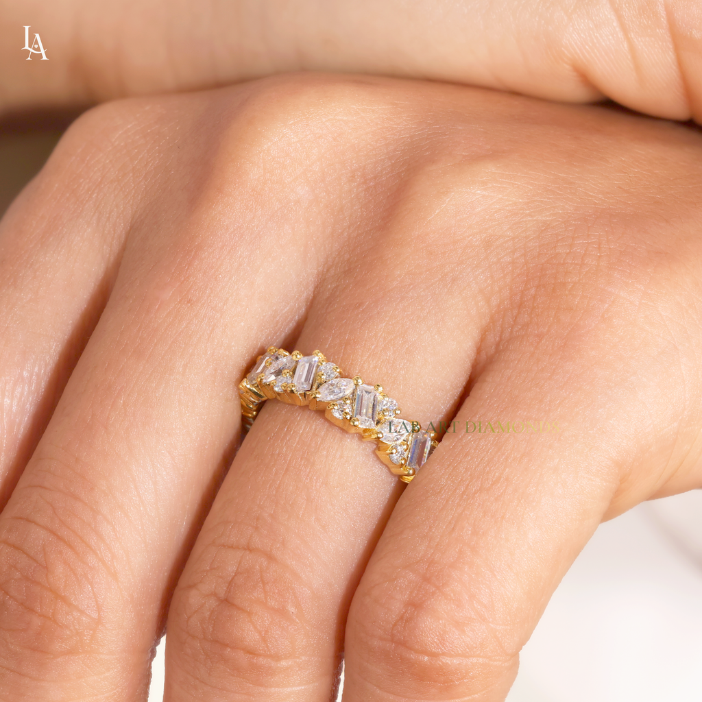 Mixed Cut Baguette Art Deco Wedding Ring
