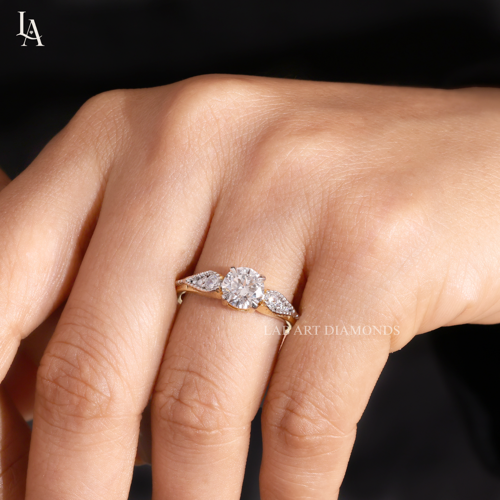 Vintage Round Cut Milgrain Engagement Ring