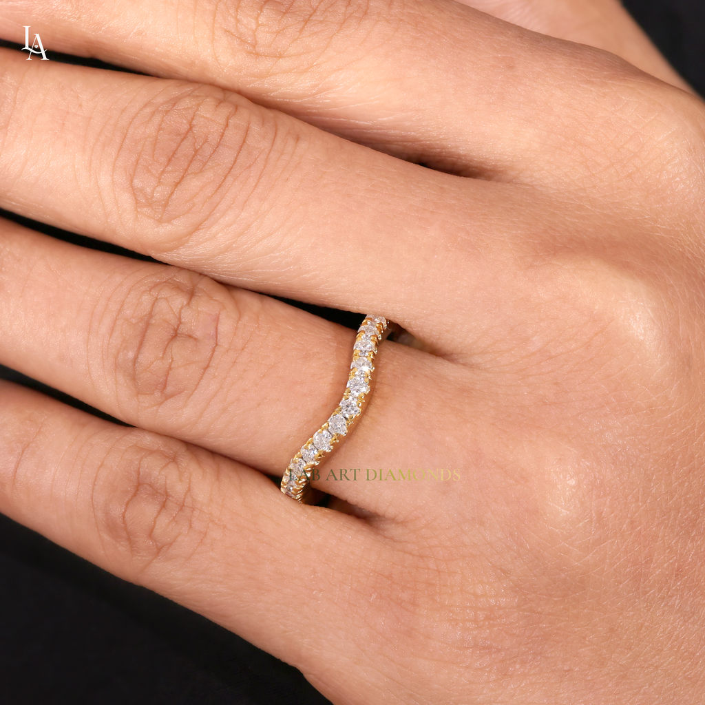 Curved U Shape Pave Contour Band