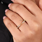 Pinched Tapered Pave Half Eternity Band