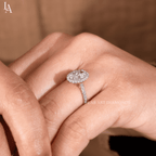 Oval Cut Halo Pave Band Wedding Ring