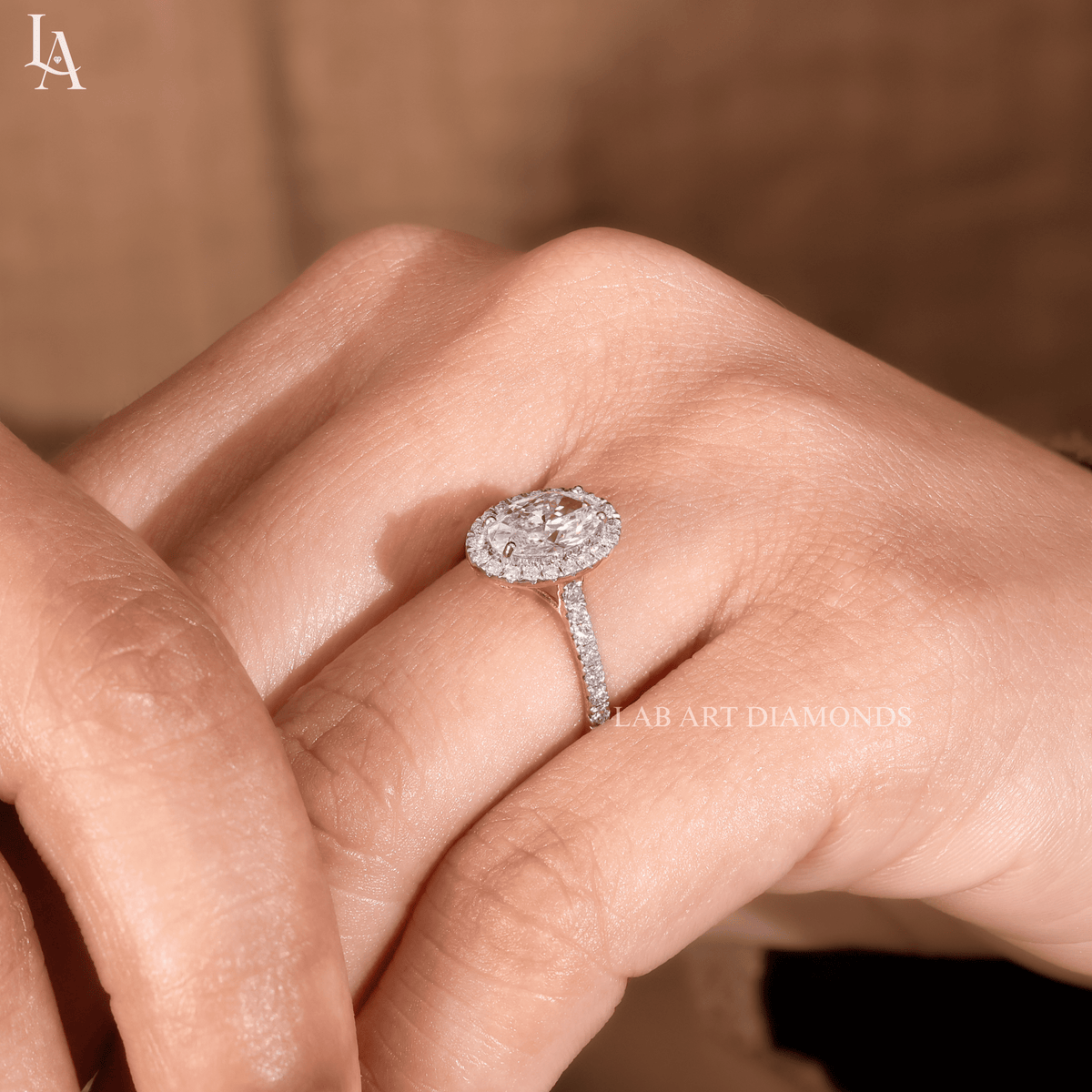 Oval Cut Halo Pave Band Wedding Ring