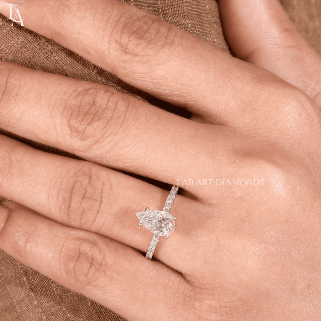 Pear Cut Tear Drop Solitaire Engagement Ring