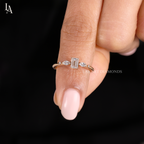 Emerald Cut Marquise Cluster Diamond Engagement Ring