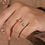 Pear Cut Open Cuff Toi et Moi Two Stone Ring