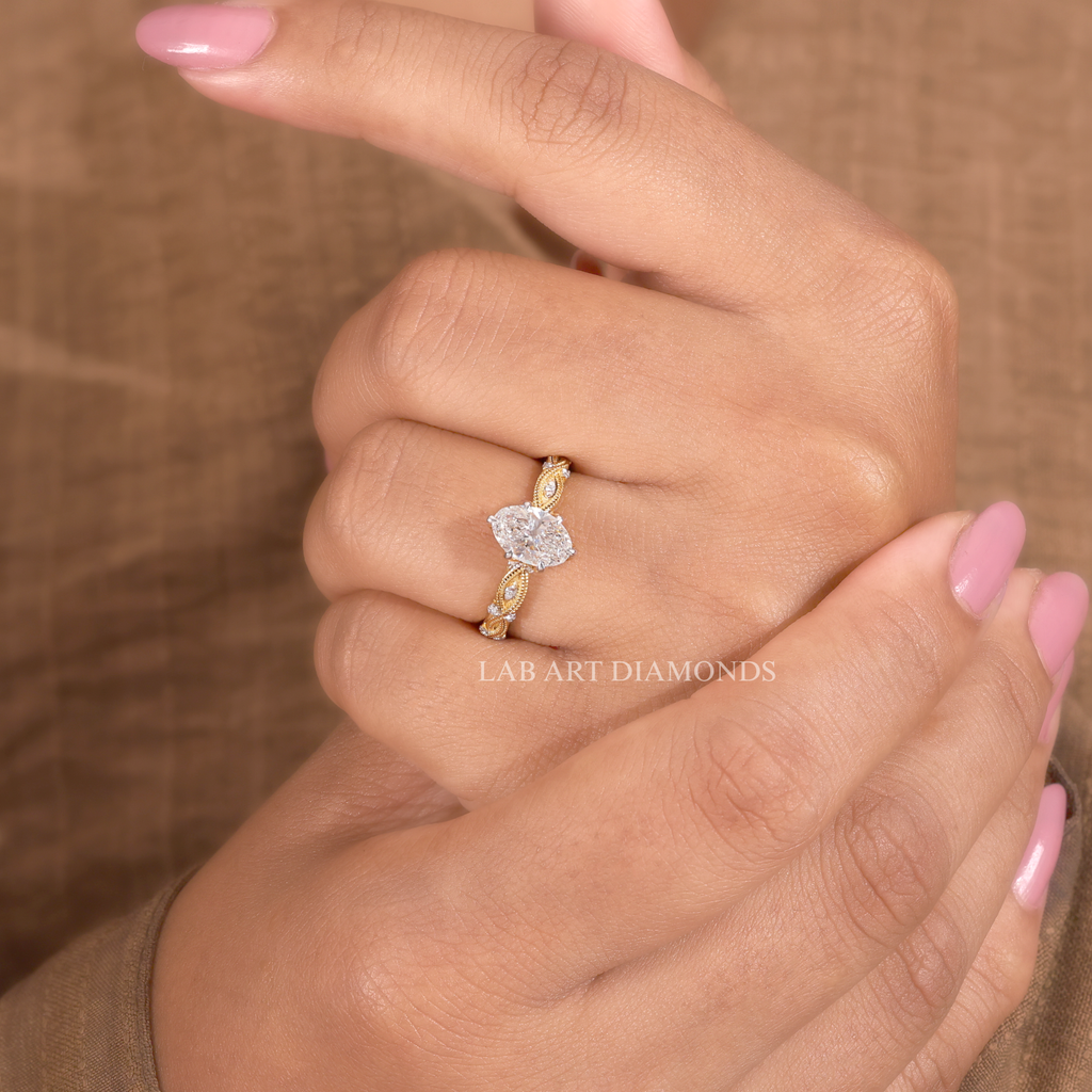 Oval Cut Vintage Milgrain Engagement Ring