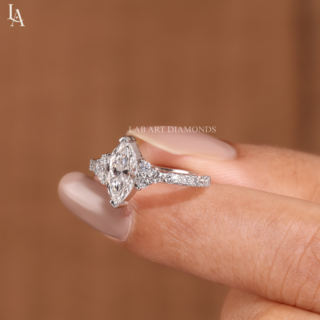 Marquise-Cut Real Lab Grown Diamond Ring