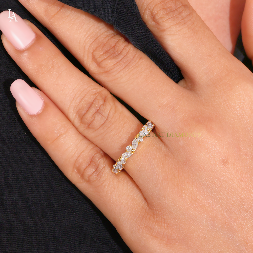 Marquise Cut Cluster Leaf Band