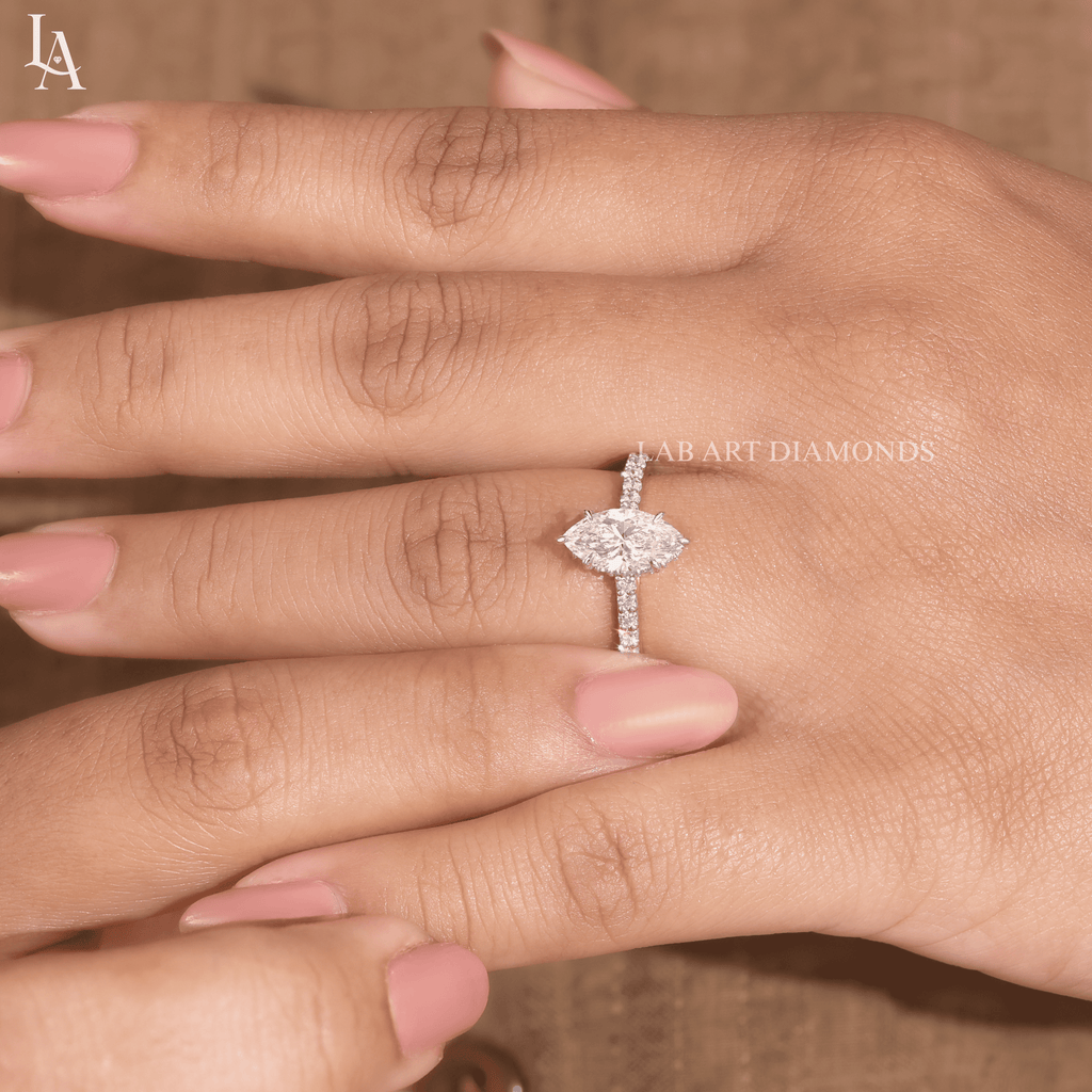 Marquise Cut Hidden Halo Engagement Ring
