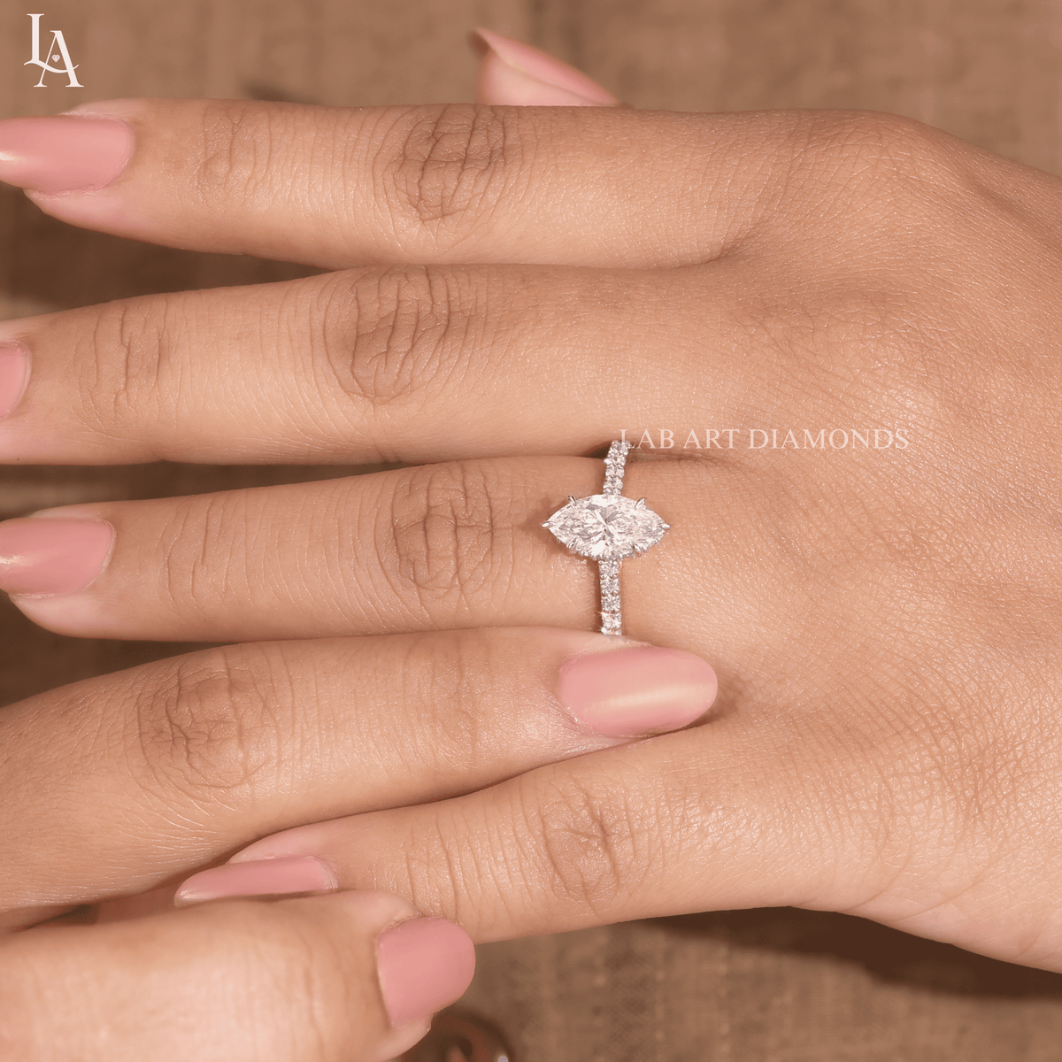 Marquise Cut Hidden Halo Engagement Ring