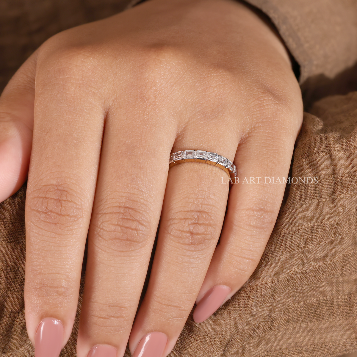 Emerald Cut Full Eternity Band