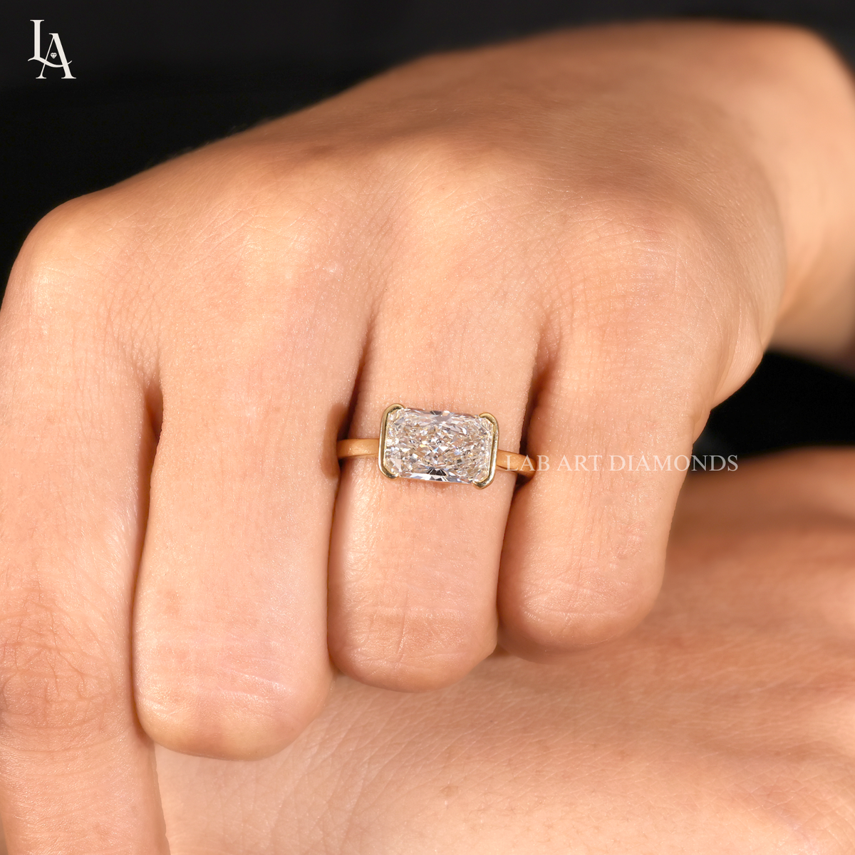East West Radiant Cut Solitaire Engagement Ring