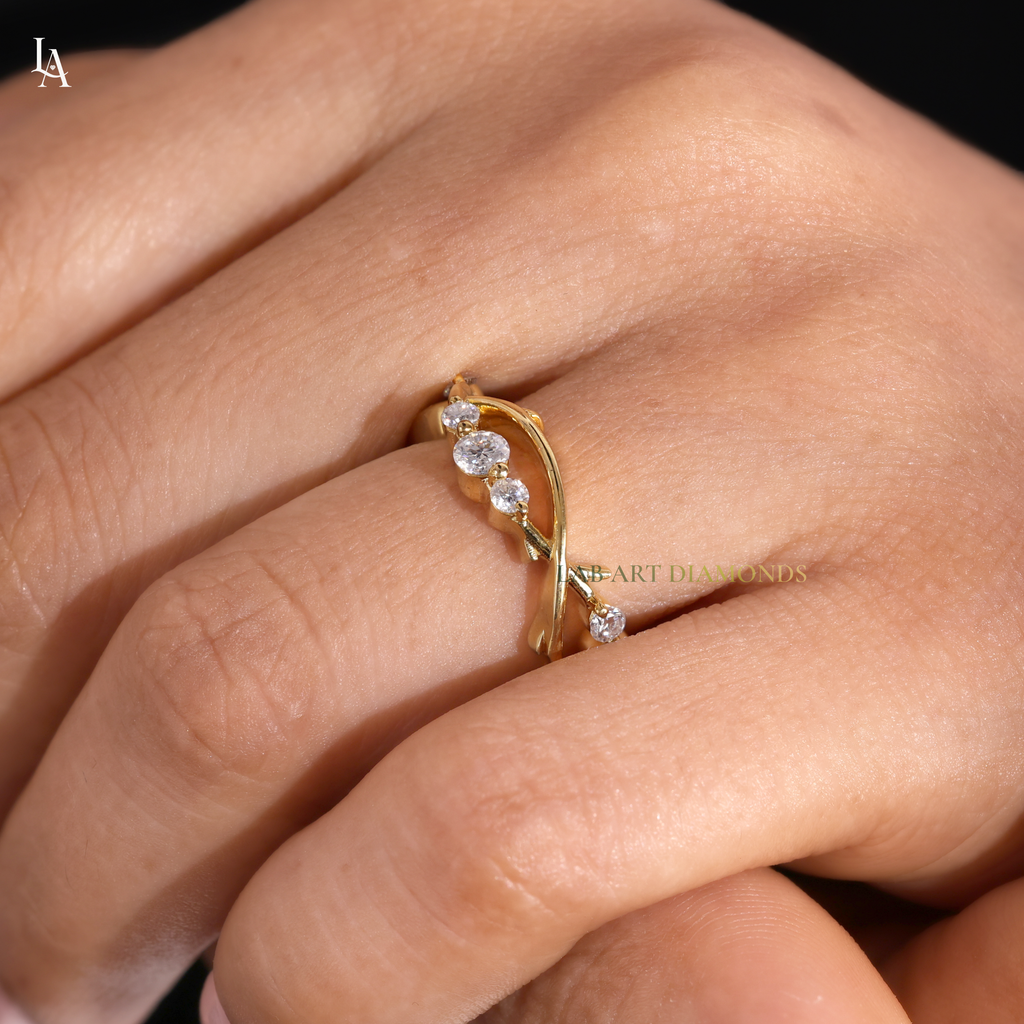 Twing Vine Nature Inspired Leaf Wedding Band