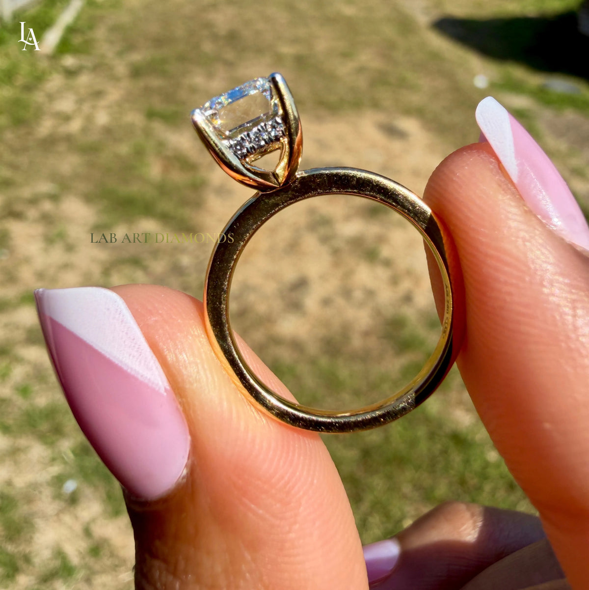 Emerald Cut Hidden Halo Engagement Ring