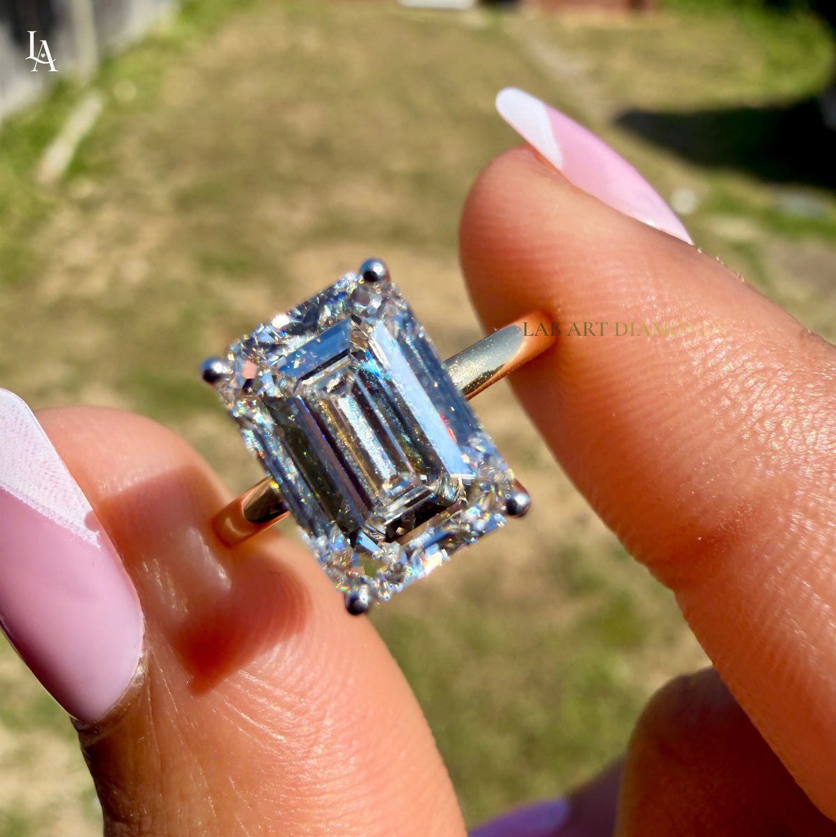 Emerald Cut Hidden Halo Engagement Ring