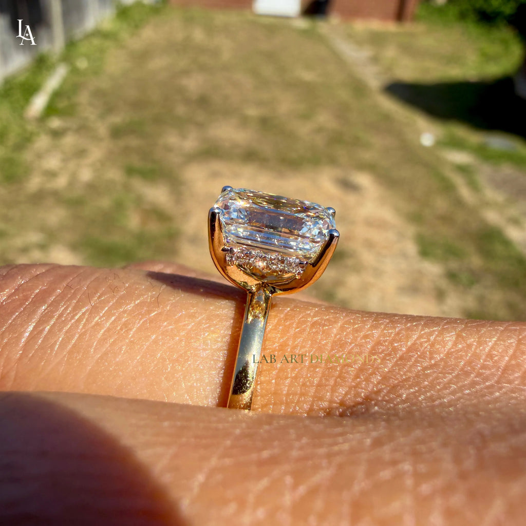 Emerald Cut Hidden Halo Engagement Ring