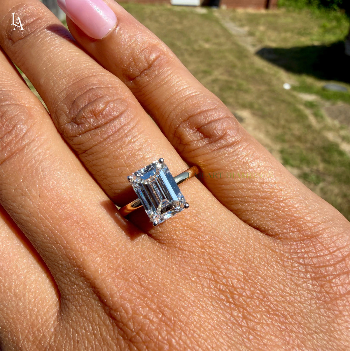 Emerald Cut Hidden Halo Engagement Ring