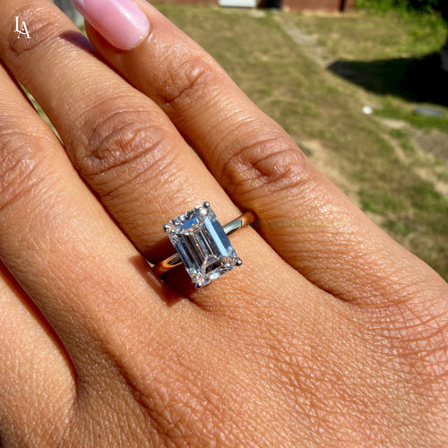 Emerald Cut Hidden Halo Engagement Ring
