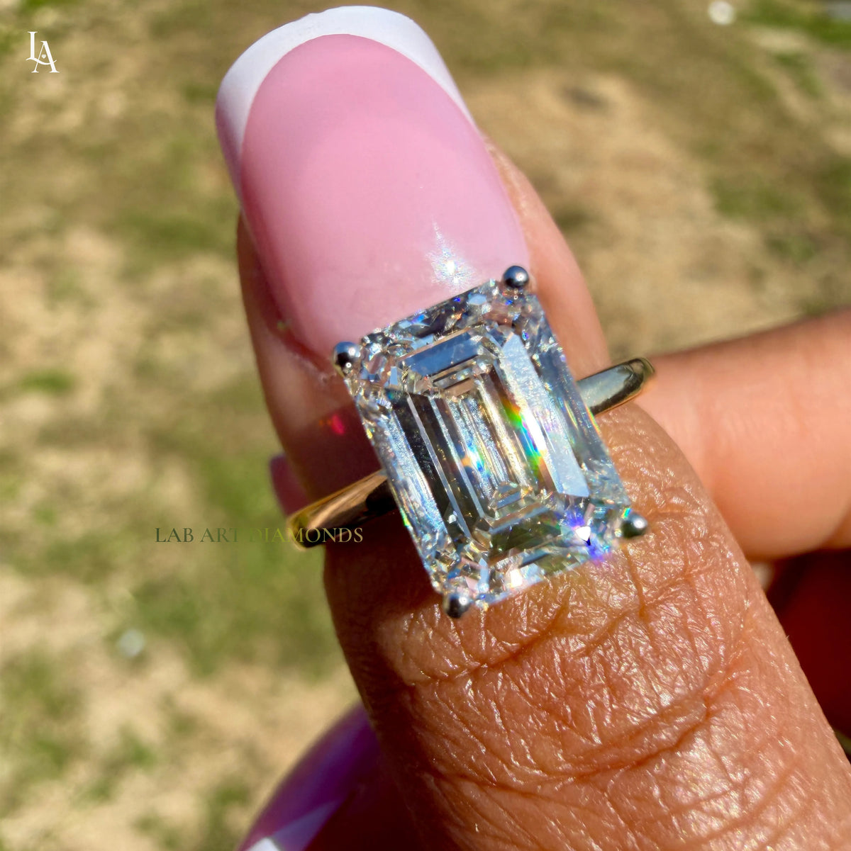 Emerald Cut Hidden Halo Engagement Ring