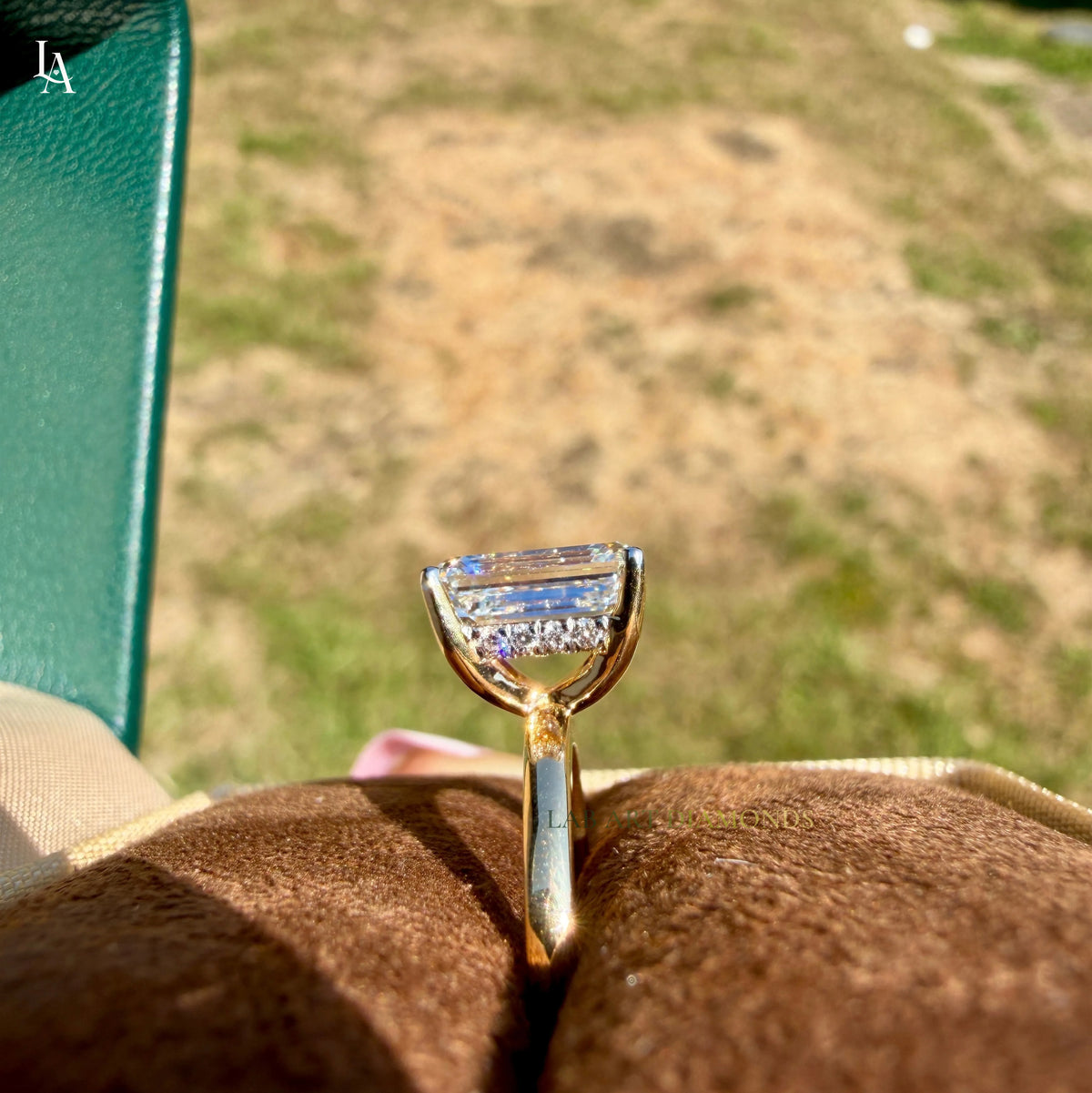 Emerald Cut Hidden Halo Engagement Ring