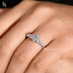 Round Cut Cascading Side Stones Engagement Ring