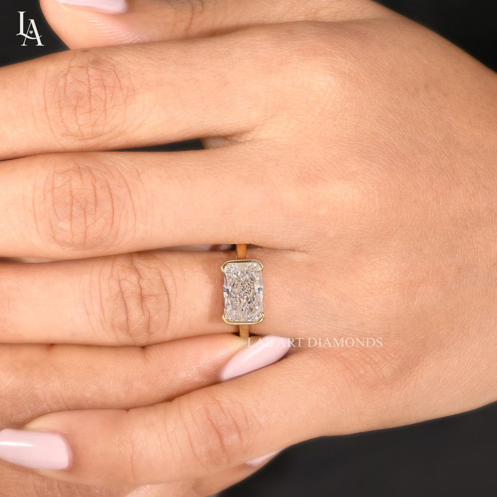East West Radiant Cut Solitaire Engagement Ring