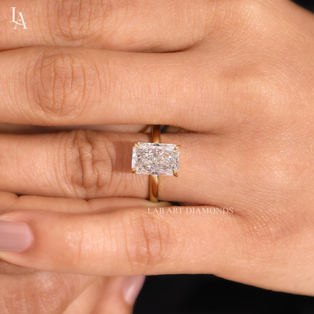 Elongated Radiant Cut Solitaire Engagement Ring