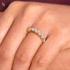 Slanted Leaf Marquise 7 Stone Half Eternity Band