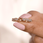 Floral Cluster Marquise Wide Leaf Wedding Band
