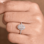 Oval Cut Halo Pave Band Wedding Ring