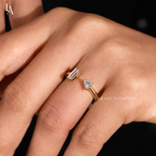Toi Et Moi Baguette and Trillion Cuff Open Ring