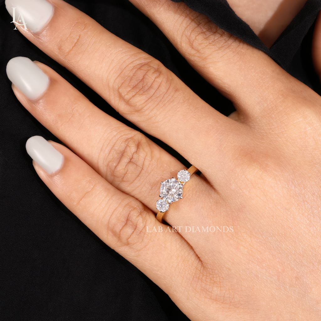 Round Cut Three Stone Engagement Ring
