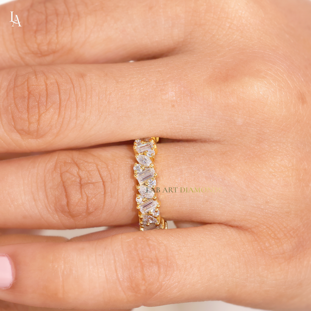 Mixed Cut Baguette Art Deco Wedding Ring