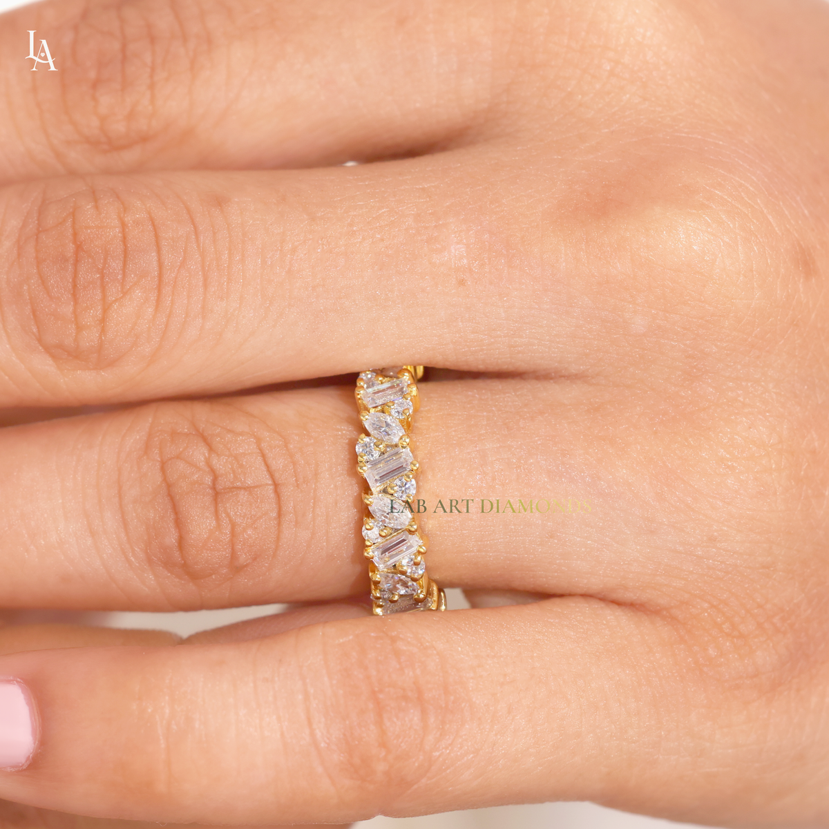 Mixed Cut Baguette Art Deco Wedding Ring