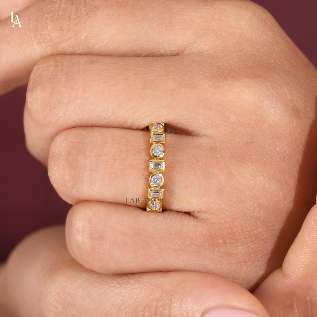Bezel Set Lab Grown Diamond Half Eternity Band