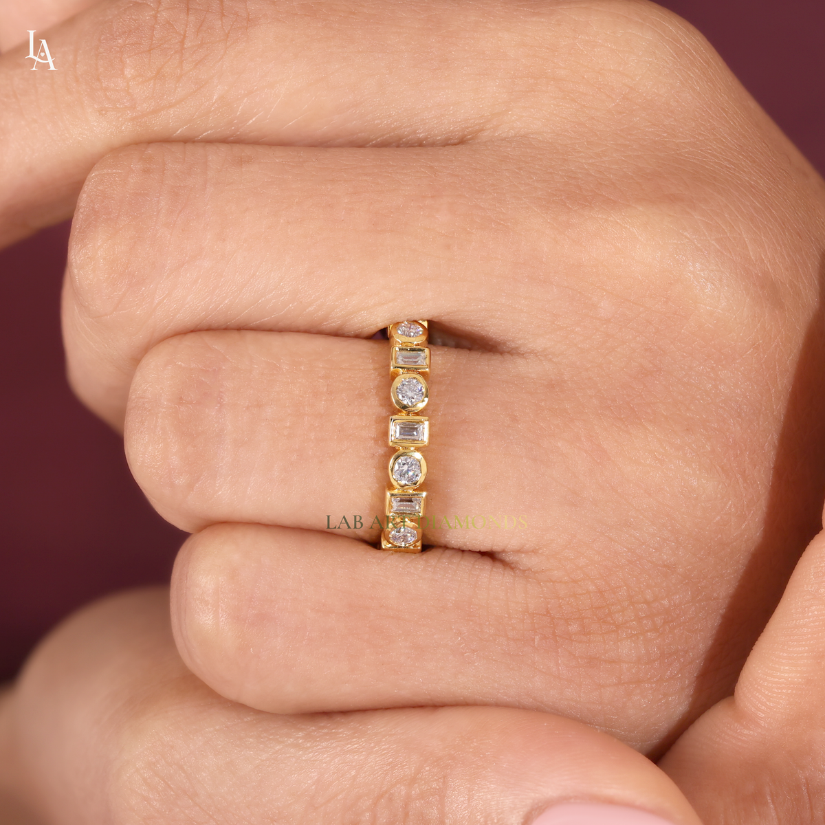 Bezel Set Lab Grown Diamond Half Eternity Band