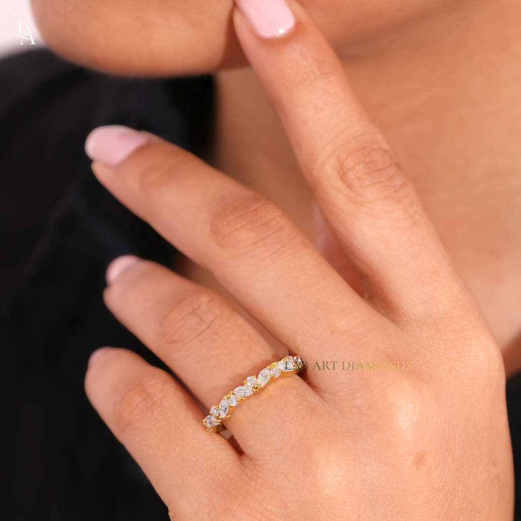 Marquise Cut Cluster Leaf Band