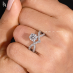 Round Cut Pave Crossover V Band Diamond Ring